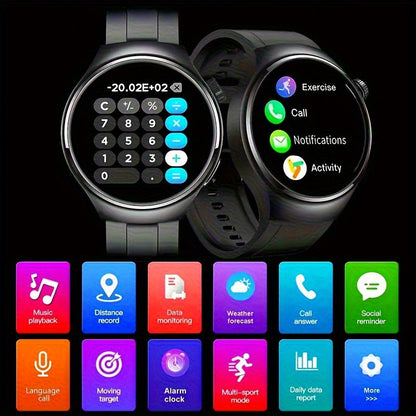 Round Smartwatch 2.01 Inch Extra Large Screen Wireless Calling 100+ Sports Modes Sleep Monitor Games Weather Calculator Pedometer Fitness Tracker Watch for Men Women iPhone Android