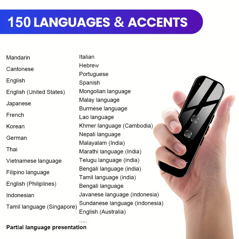 Portable Language Translator Device Two-Way Instant Voice Translation 137 Languages APP Connected High Accuracy Translator for Travel Business Learning with Headphones