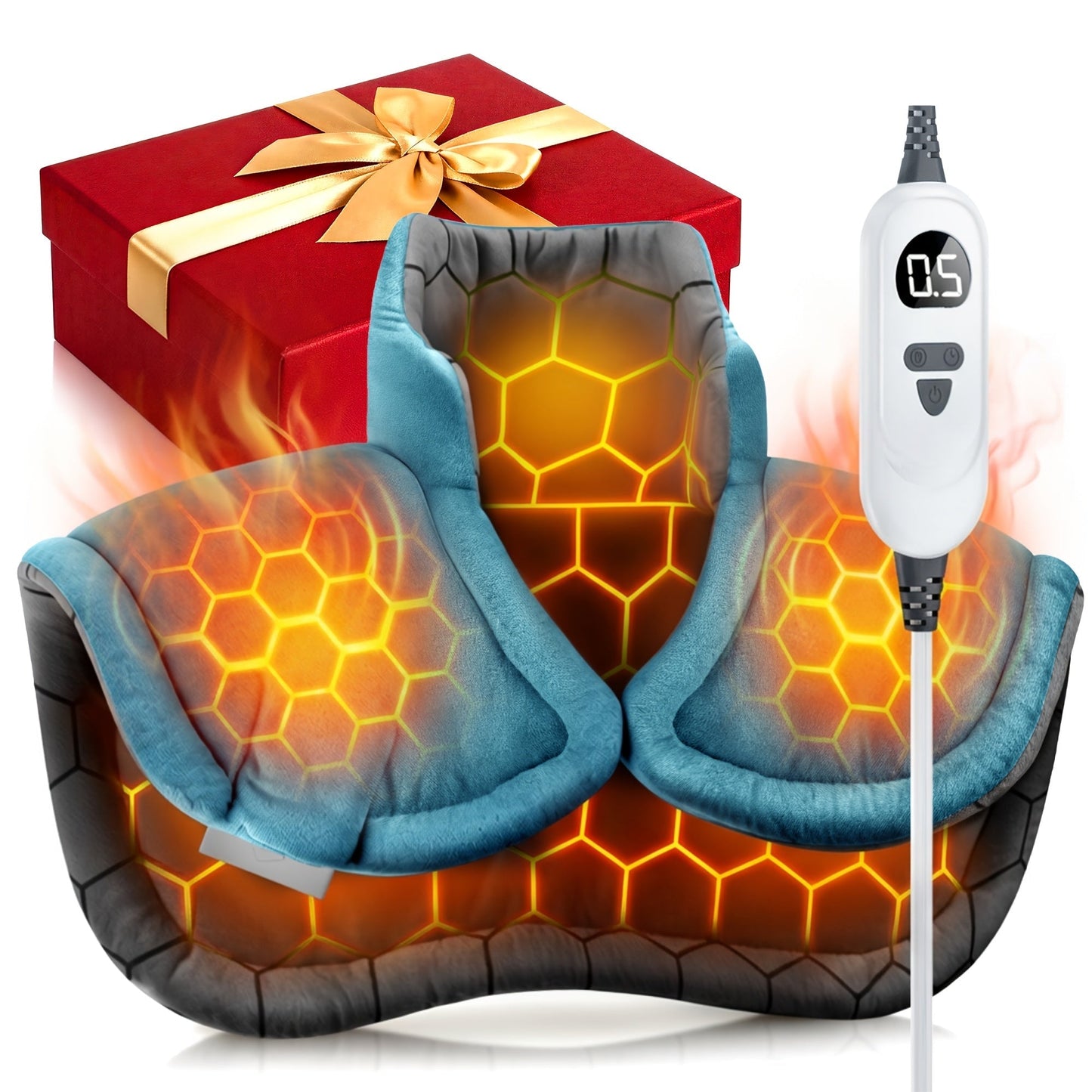 Graphene Heating Pad for Neck Shoulders Back – 130W Weighted Deep Heat 22"x18" 6 Settings Auto Shut-Off Timer Machine Washable Electric Pad