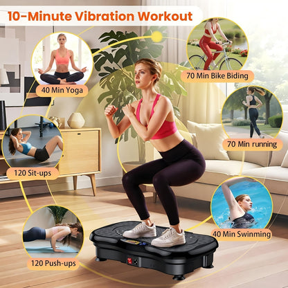 Vibration Plate Exercise Machine for Weight Loss & Lymphatic Drainage – Full Body Workout Platform with 99-200 Speed Levels, Quiet Motor, Portable Home Gym, Muscle Toning, 330 lbs Capacity