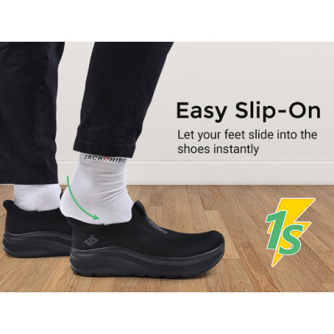 Men's Hands-Free Slip-On Orthopedic Sneakers – Wide Toe Box, Arch Support, Metatarsal Pad, Cushioned Zero Drop Sole, Mesh Upper, Walking Shoes for Comfort & Pain Relief