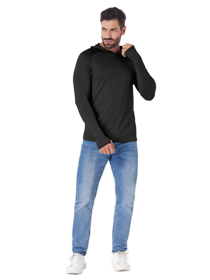 5 Pack Men's Long Sleeve Fishing Shirts with Hood – Lightweight Athletic Rash Guards, UPF Sun Protection Hoodies for Fishing, Hiking & Outdoor Sports, Sizes S-XXL, 3 Color Sets
