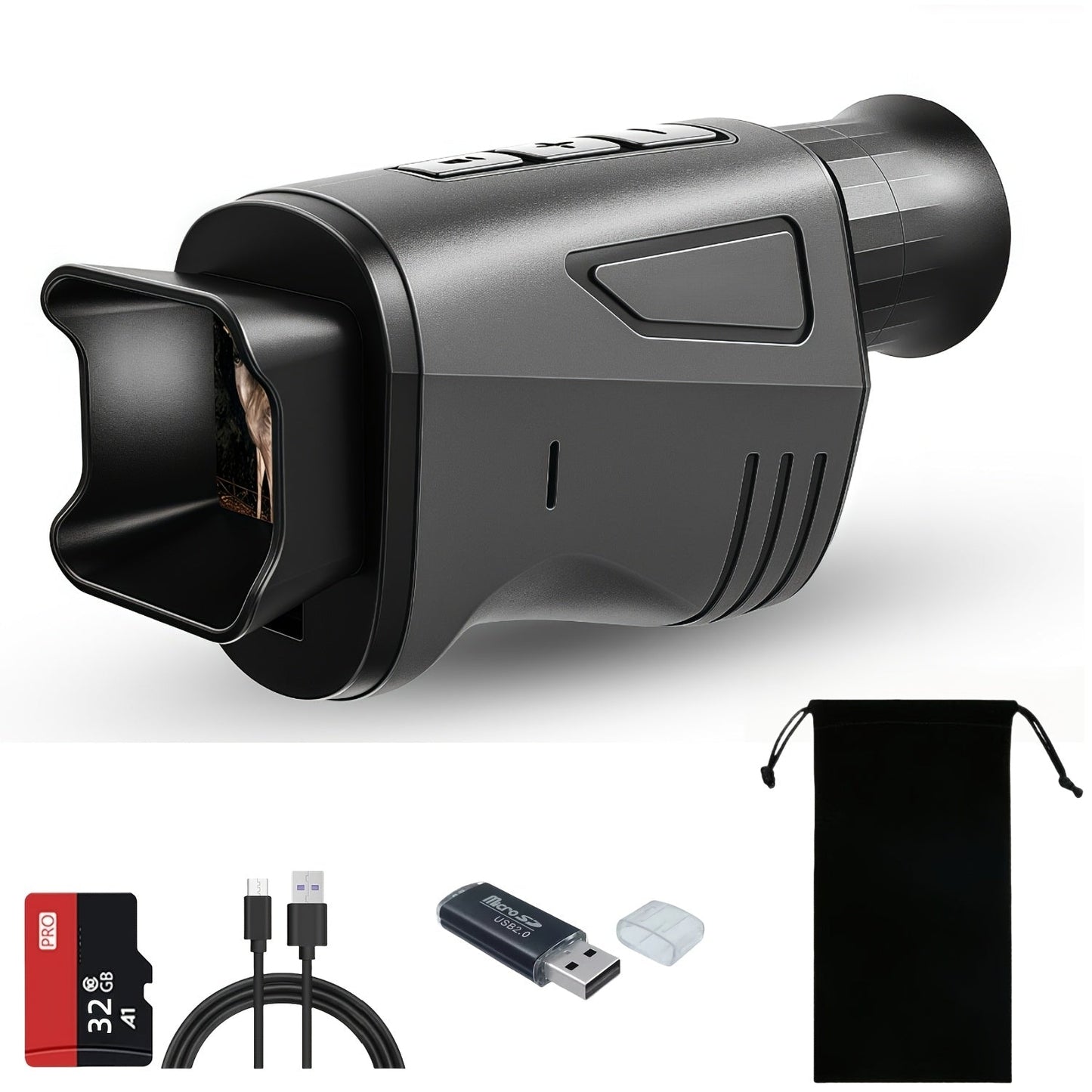 Night Vision Monocular 16x Digital Zoom Infrared - 1.54" HD Display Screen, 32GB Memory Card Included, Portable Night Vision Device for Hunting, Camping, Wildlife Observation & Outdoor Adventure