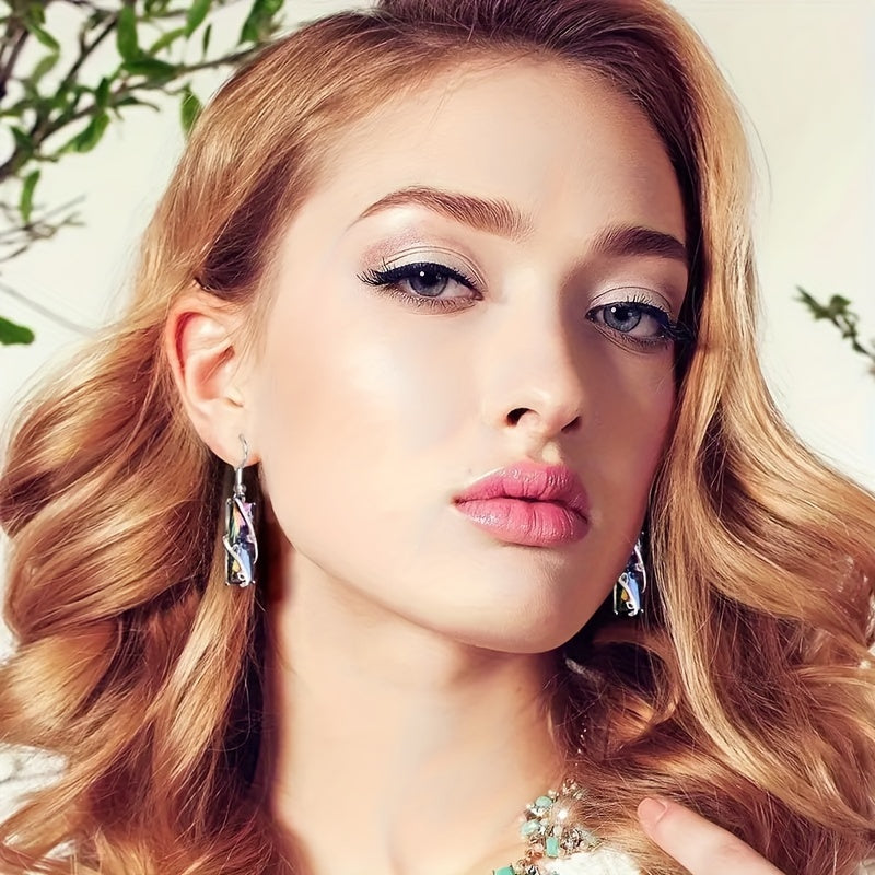12 Pairs Boho Dangle Earrings Set for Women Colorful Moonstone Cat's Eye Water Drop Pendant Earrings Bohemian Elegant Jewelry Gift for Her