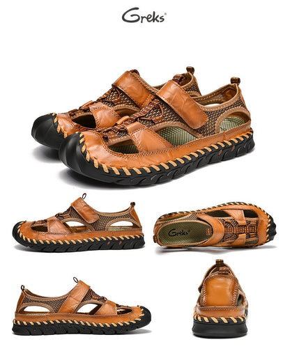 Men's Closed Toe Fisherman Sandals – Handmade Breathable Water Shoes, Non-Slip Anti-Collision Outdoor Hiking Athletic Beach Sandals for Summer | Velora