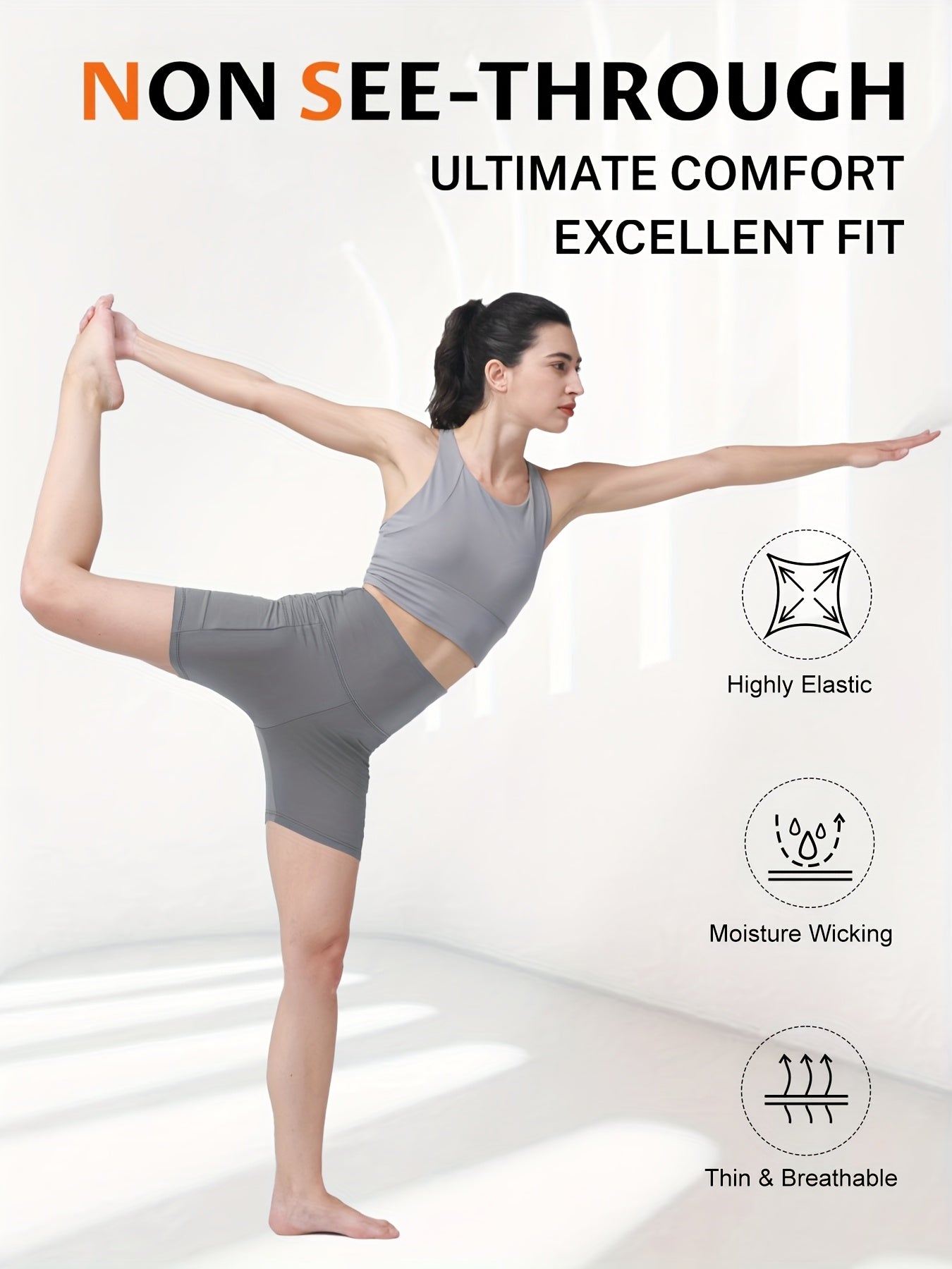 Women's Butt Lifting Yoga Shorts High Waist – Tummy Control Workout Shorts for Gym Fitness Running Cycling – Anti-Chafing Sports Shorts with Inner Safety Lining, Sizes S-XXL