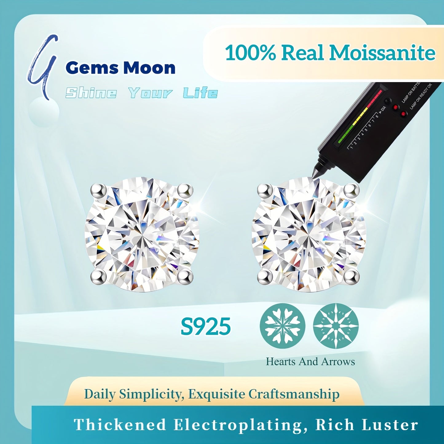 Moissanite Stud Earrings D Color VVS1 S925 Sterling Silver – Hand-Set, GRA Certified, 1CT-6CT, Velvet Pouch & Polishing Cloth Included, Jewelry Gift for Valentine’s Day, Birthday, Mother’s Day, Wedding