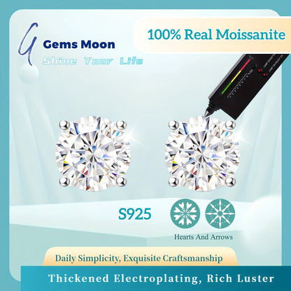 Moissanite Stud Earrings D Color VVS1 S925 Sterling Silver – Hand-Set, GRA Certified, 1CT-6CT, Velvet Pouch & Polishing Cloth Included, Jewelry Gift for Valentine’s Day, Birthday, Mother’s Day, Wedding