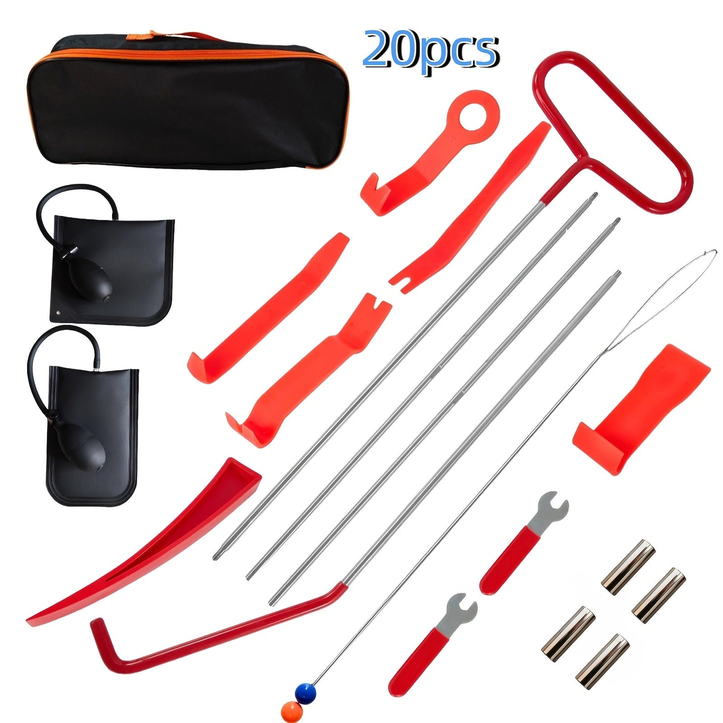 26-Piece Air Wedge Pump Car Unlock Tool Kit - Emergency Door & Window Opening Set with Long Reach Grabber for Locked Keys in Car, Auto Lockout Tool for Cars, Trucks & SUVs
