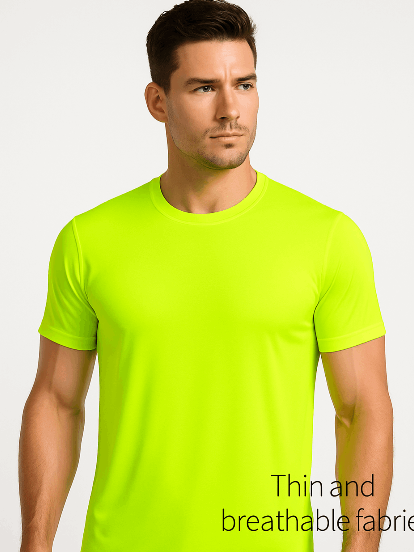 5-Pack Men's UPF 50+ Safety Work Shirts – Quick Dry Breathable Performance Tees for Outdoor Jobs, Fluorescent Yellow High Visibility, S-XXXL, Gift for Dad