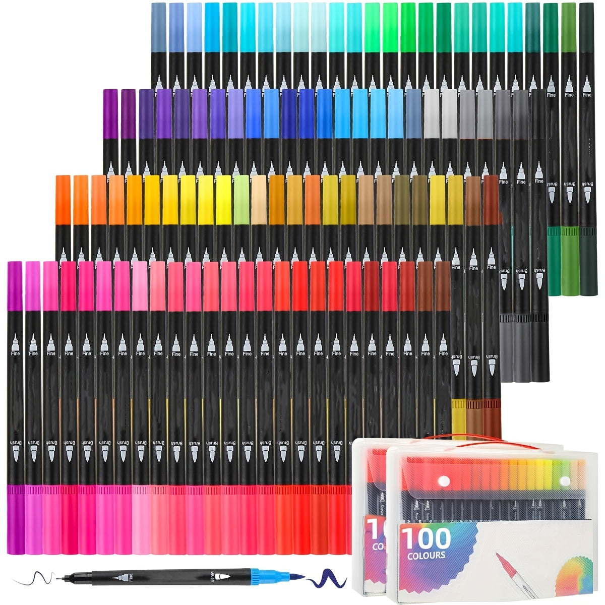 Dual Tip Alcohol Markers Set with Carrying Case 32 to 172 Colors – Professional Artist Markers for Drawing Sketching Card Making Illustration and Adult Coloring with Custom Packaging Bag Option