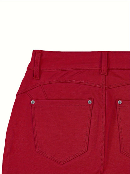 Women's High Waist Stretch Skinny Jeans Metal Button Street Style Slim Fit Denim Pants 10 Colors S-XXL Everyday Wear