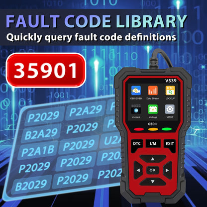 V539 OBD2 Scanner – Full Engine Code Reader with 6 Reset Modes, Battery Voltage Test, Reads & Clears Codes Without Battery – Compatible with All OBD2/EOBD Vehicles 1996 & Newer