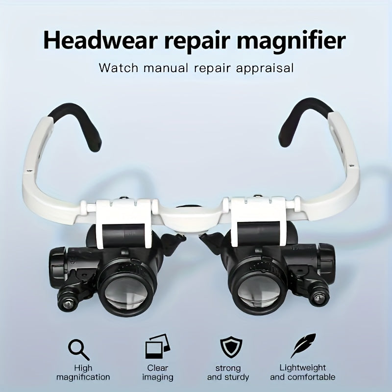 Head Mounted Magnifier 8X 15X 23X Hands-Free Dual Lens Magnifying Glasses with Adjustable Headband for Jewelry Making Electronics Repair Crafting Reading and Precision Work