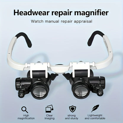 Head Mounted Magnifier 8X 15X 23X Hands-Free Dual Lens Magnifying Glasses with Adjustable Headband for Jewelry Making Electronics Repair Crafting Reading and Precision Work