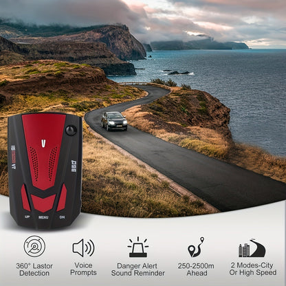16-Band Car Radar & GPS Detector – 360° LIDAR & Anti-Speed Camera Detection, Voice Alarm, Real-Time Threat Alerts for Safer Driving