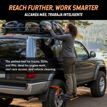 Foldable Tire Steps Anti-Slip for Truck SUV Trailer – Adjustable Height, 300/500/650 LB Load Capacity, Fits Tires Up to 13.5" Wide, Portable Tire Step Stool