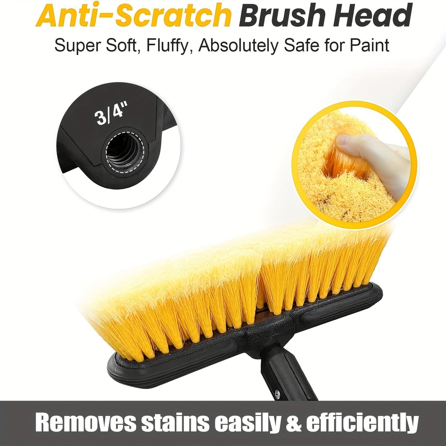 69 Inch Car Wash Brush with Long Handle 8-Piece Car Wash Kit – Tire Brush Window Squeegee Chenille Microfiber Mitt Detailing Brushes for Car Truck SUV RV – Extendable Car Cleaning Supplies