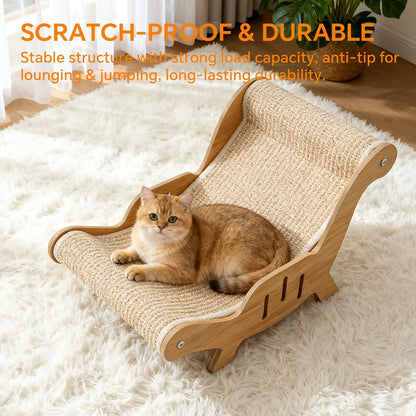 Sisal Rope Cat Scratching Chair Sofa – Sturdy Freestanding Scratcher with Large Rest Area, Scratch-Resistant Lounge Furniture for Indoor Cats, Durable Cat Couch Toy & Nap Spot