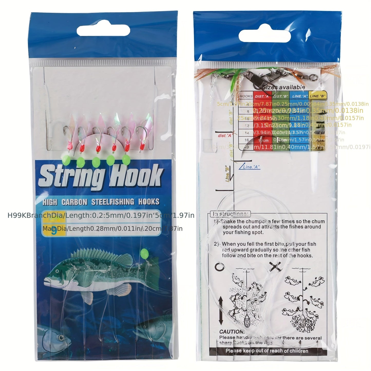 22 Pack Fishing Rigs Set with High Carbon Steel Hooks, Glow Beads, Flasher Lure Bait – Freshwater & Saltwater Fishing Tackle Kit for Bass Trout Salmon