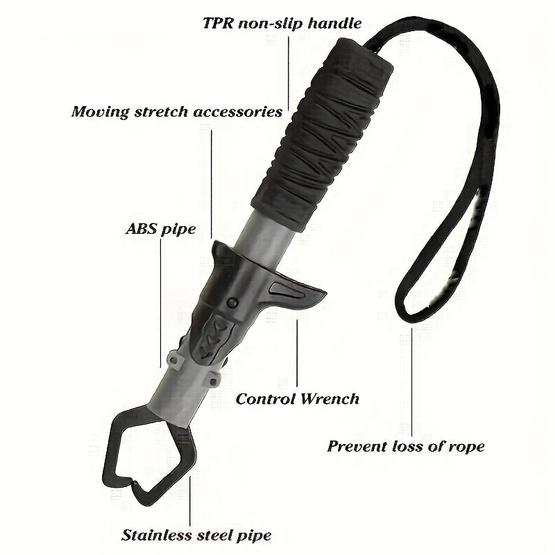 Fishing Pliers & Fish Gripper Combo Set 2PCS Stainless Steel with TPR Comfort Grip, Spring-Loaded Lock, Hook Remover Line Cutter Lanyard - Essential Freshwater Saltwater Fishing Tool Gift for Fishermen
