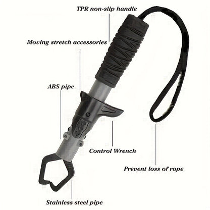 Fishing Pliers & Fish Gripper Combo Set 2PCS Stainless Steel with TPR Comfort Grip, Spring-Loaded Lock, Hook Remover Line Cutter Lanyard - Essential Freshwater Saltwater Fishing Tool Gift for Fishermen