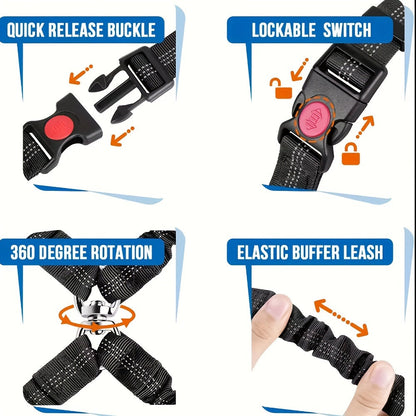 Dual Dog Car Seat Belt for 2 Dogs No-Tangle Headrest Restraint Adjustable Bungee Pet Safety Harness for Small Medium Large Dogs Car Travel
