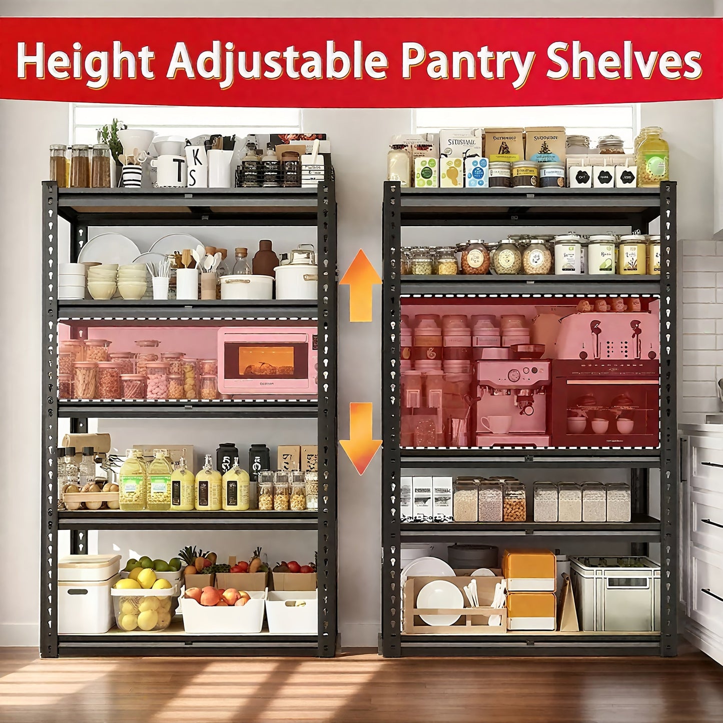 Heavy Duty 5-Tier Metal Shelving Unit 2000LBS Garage Storage Rack | 72"H & 60"H Adjustable Steel Shelf for Garage, Basement, Pantry, Closet, Utility Room – Black