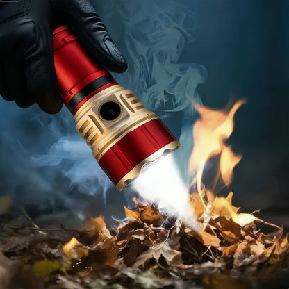 Tactical Flashlight with Fresnel Fire Starter – 4500 Lumen Aluminum Alloy, 1000m Beam, Rechargeable 21700 3000mAh Battery, Portable Compact High Brightness for Camping, Survival & Emergency