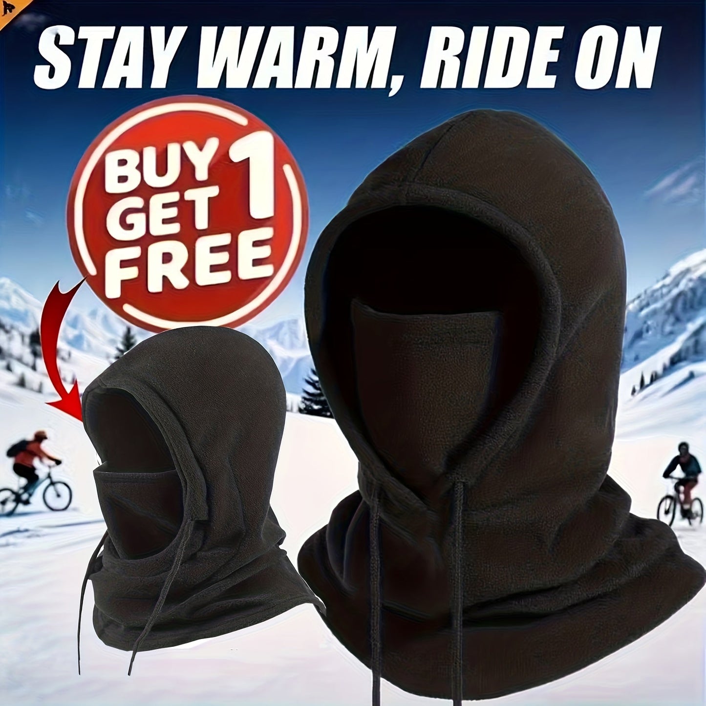 Winter Beanies 2-Pack for Men & Women – Thermal Knit Skull Caps with Fleece Lining, Soft Stretchable Cold Weather Hats, Buy One Get One Free, Black