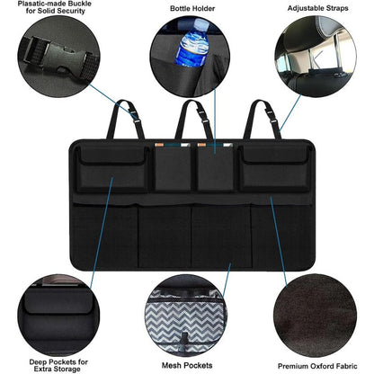 Car Trunk Organizer with 8 Pockets – Large Capacity Waterproof Backseat Hanging Storage Bag for SUV, Truck & MPV, Car Interior Organizer for Men & Women
