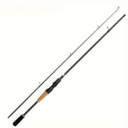 Carbon Fiber Fishing Lure Rod 180cm (70.86") Wooden Handle – Lightweight M-Tuned Two-Section Casting Rod for All Waters, Freshwater & Saltwater Bass Fishing Rod for Men & Women