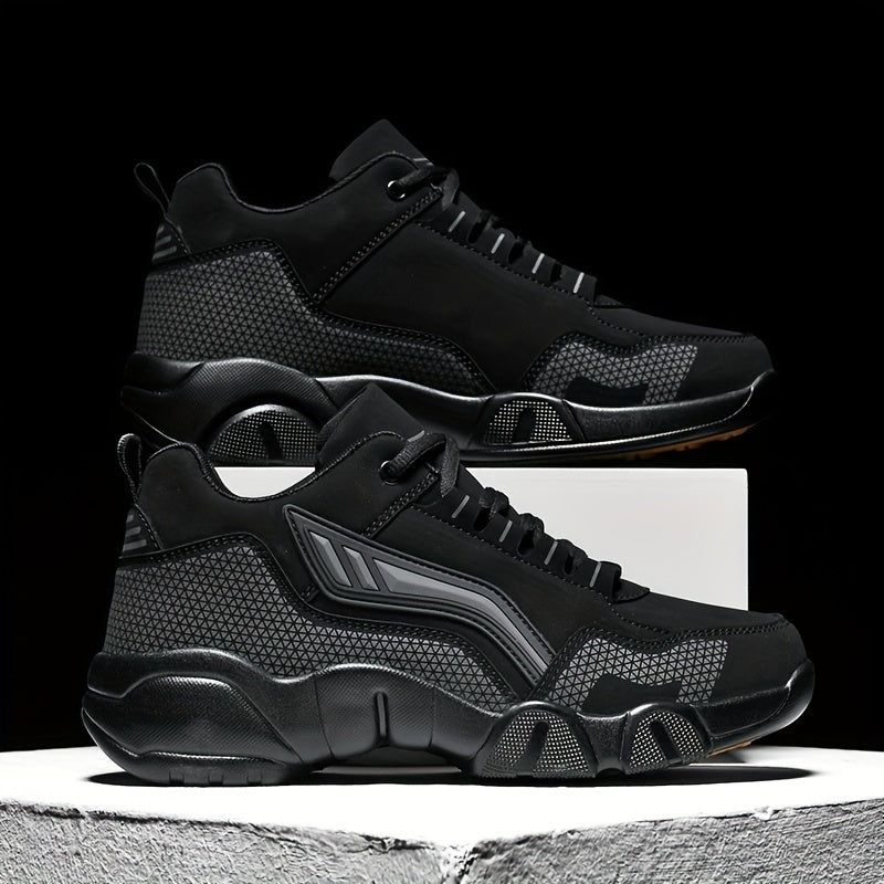 Men's Lace-Up Sneakers – Thick Cushioned Platform Walking Shoes, Non-Slip Rubber Sole, Low-Top Design, Black White Orange, All-Season Casual & Dress Footwear for Everyday, Office, Formal Events | Velora