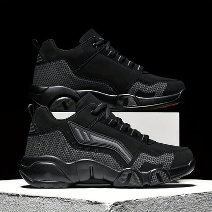 Men's Lace-Up Sneakers – Thick Cushioned Platform Walking Shoes, Non-Slip Rubber Sole, Low-Top Design, Black White Orange, All-Season Casual & Dress Footwear for Everyday, Office, Formal Events | Velora