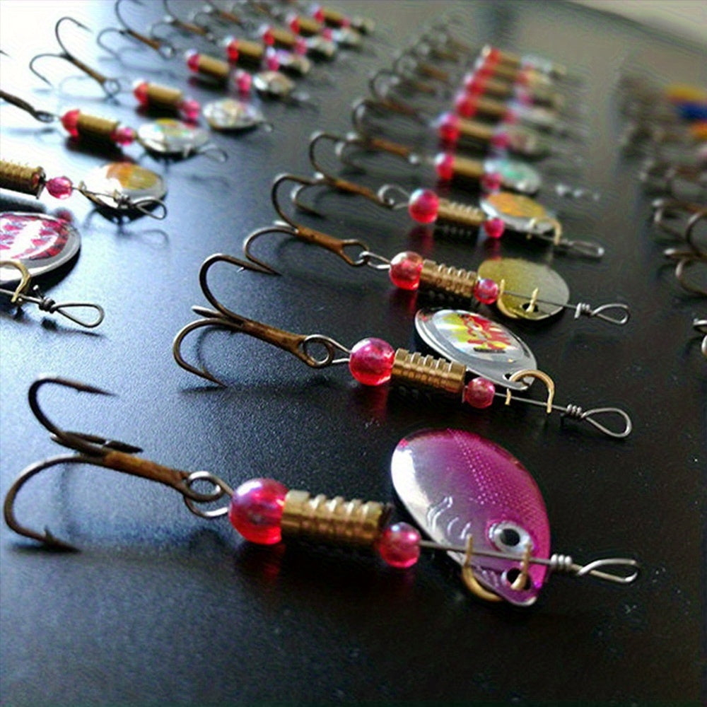 Spinnerbait Fishing Lures 30-Pack – Heavy-Duty Metal Spoon Jig Set for Bass Trout Pike Musky, Multi-Color Saltwater Freshwater Artificial Bait