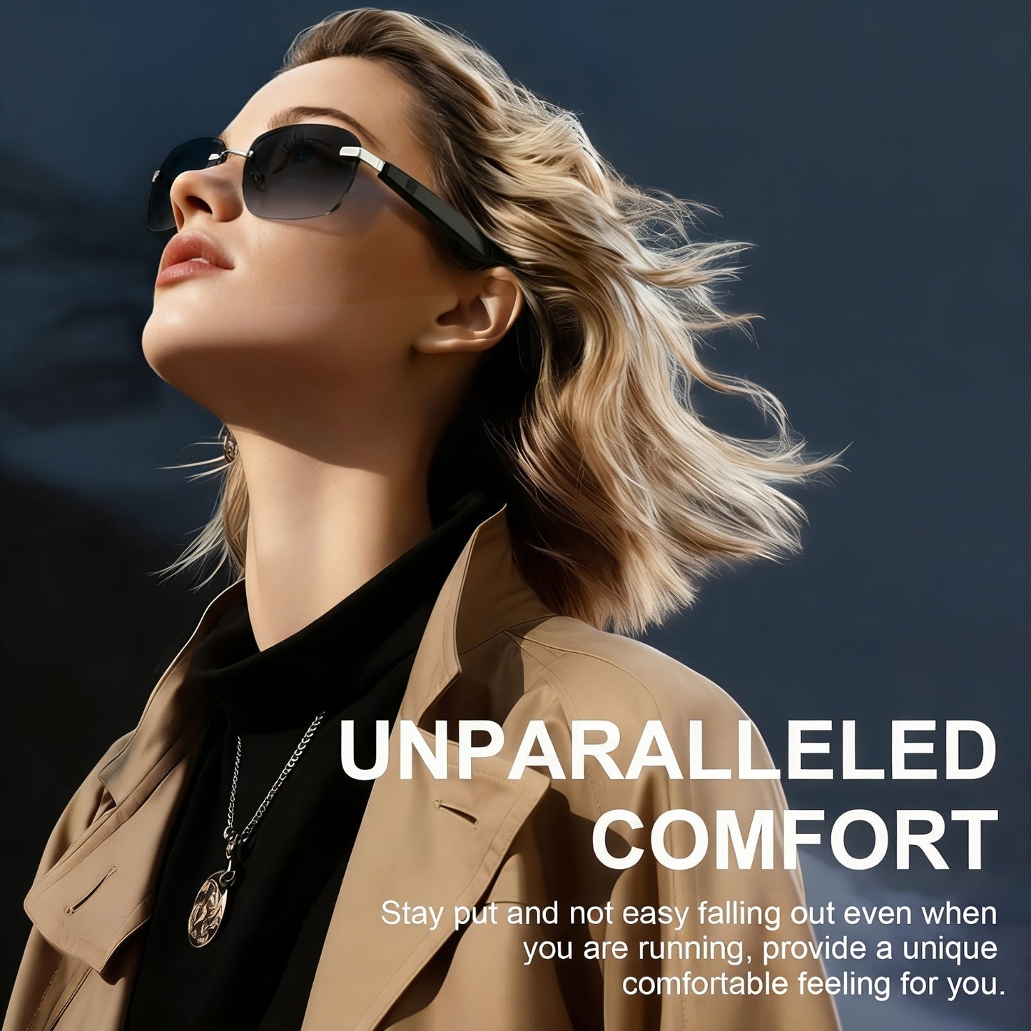 Bluetooth Smart Glasses with Touch Controls & Open Ear Audio – Integrated Microphone, Hands-Free Calls & Music, Polarized Lens, Ideal for Outdoor Sports, Driving & Everyday Wear