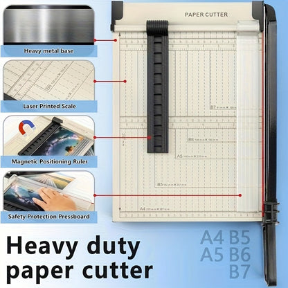 12 Inch Heavy-Duty Guillotine Paper Cutter Trimmer with Safety Guard Corner Rounder Precise Grid for Photos Cardstock Scrapbook Office Documents Craft Cutting Tool