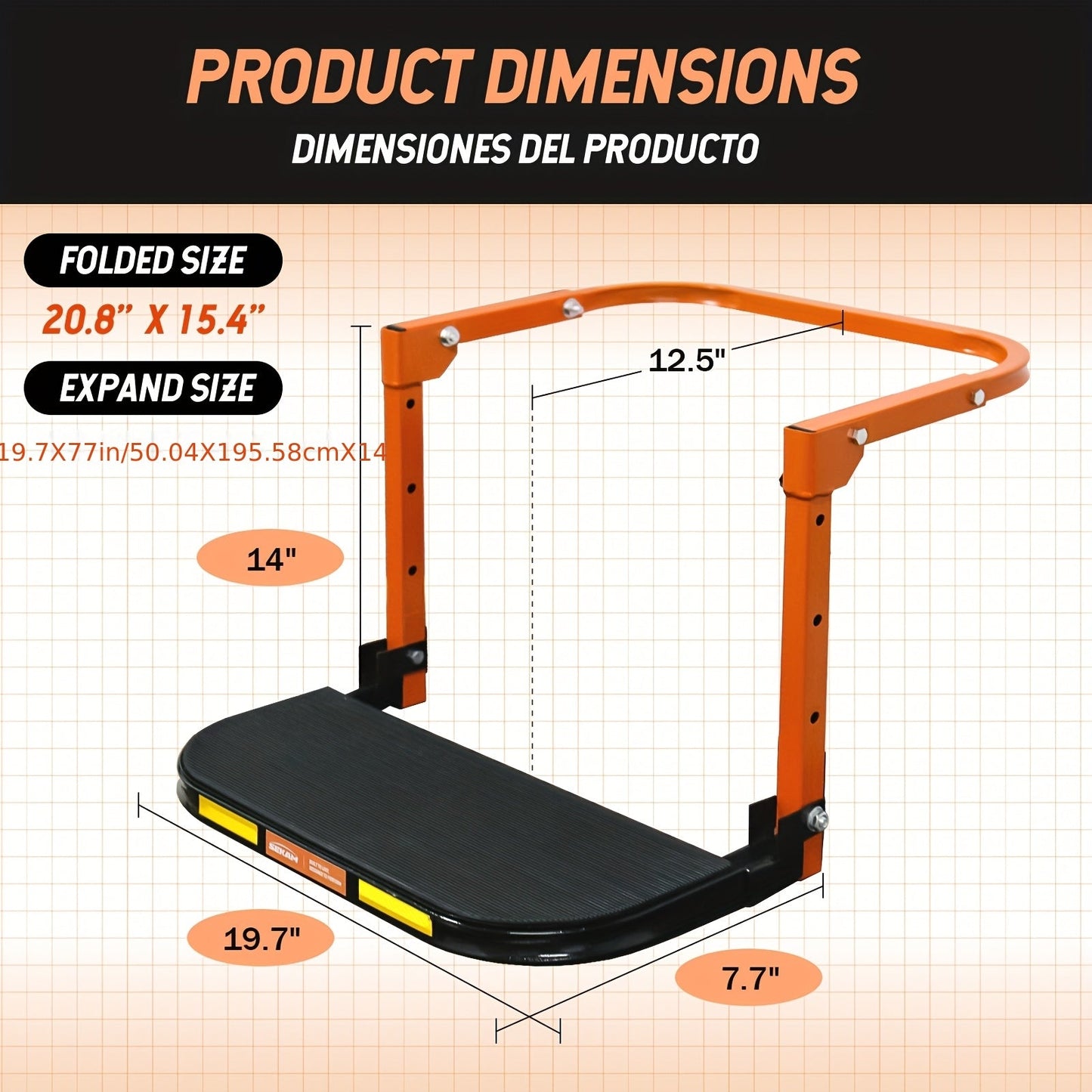 Foldable Tire Steps Anti-Slip for Truck SUV Trailer – Adjustable Height, 300/500/650 LB Load Capacity, Fits Tires Up to 13.5" Wide, Portable Tire Step Stool
