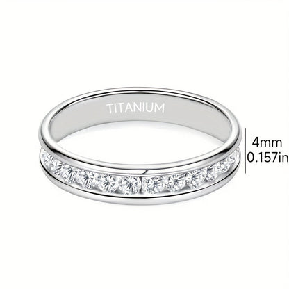 S925 Sterling Silver Sparkling Moissanite Ring for Men Women – Unisex Stylish Versatile Band, Sizes 5-13, Perfect for Weddings, Engagements, Couples & Christmas Gift