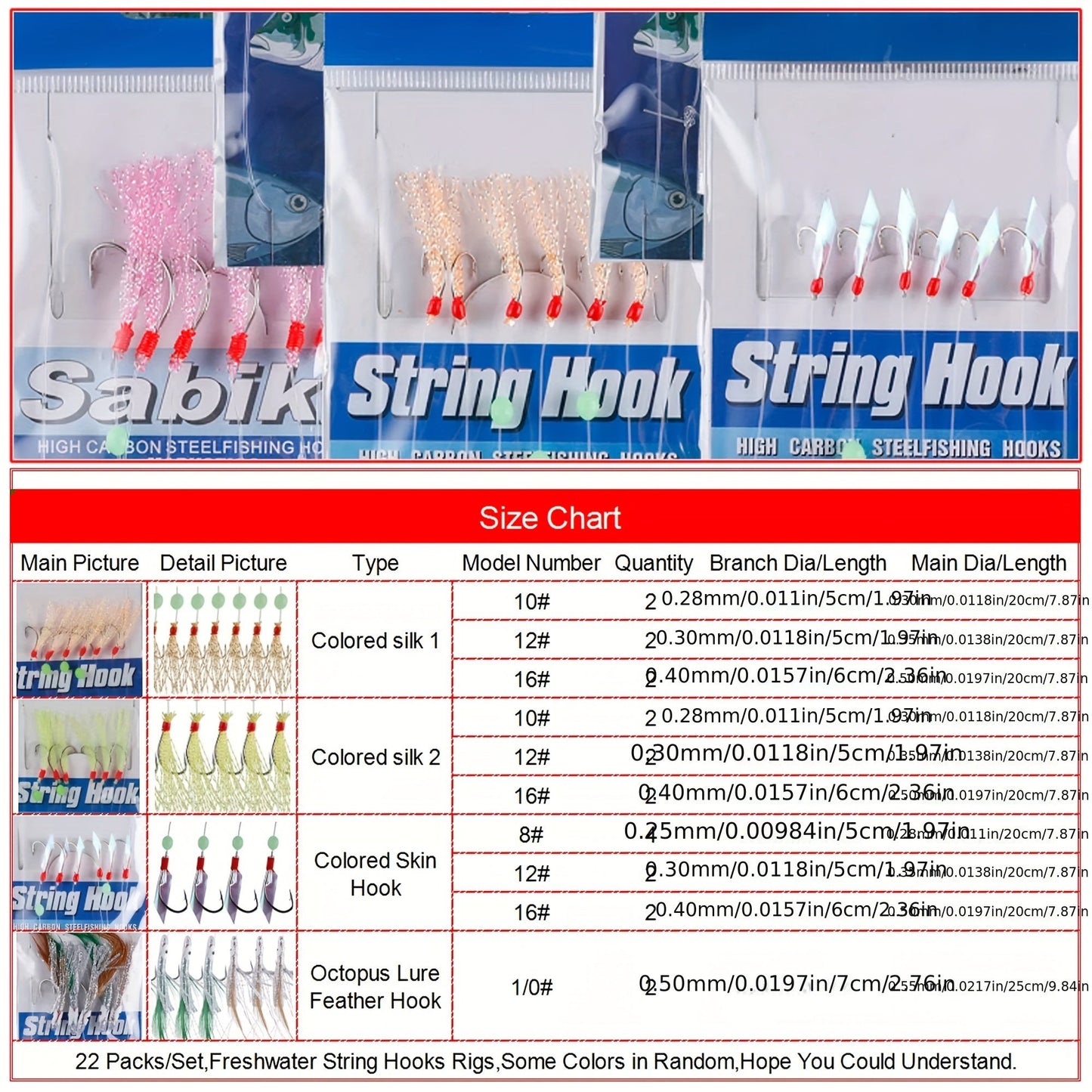 22 Pack Fishing Rigs Set with High Carbon Steel Hooks, Glow Beads, Flasher Lure Bait – Freshwater & Saltwater Fishing Tackle Kit for Bass Trout Salmon