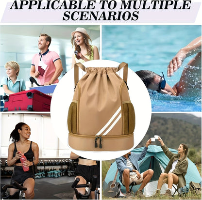 Lightweight Sports Drawstring Backpack for Men & Women | Gym Bag for Basketball Yoga Fitness | Spacious Polyester Shoulder Bag with Drawstring Closure & Inner Pouch | 6 Colors