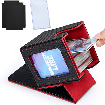 TCG Deck Box 100+ Double Sleeved Cards Commander Display Card Storage Case with 2 Dividers Top Sleeve Compatible with MTG Magic the Gathering Pokemon Yu-Gi-Oh Trading Card Game Black Gray Blue Purple Green