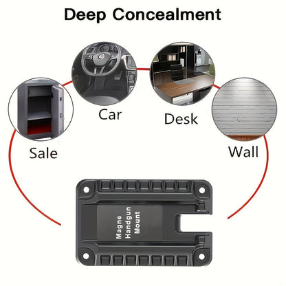 2-Pack Magnetic Gun Mount Concealed Pistol Holder – Strong Quick-Draw Magnet Gun Holster for Car, Truck, SUV, Desk, Bedside, Wall & Under Counter, Universal Handgun Magnetic Mount