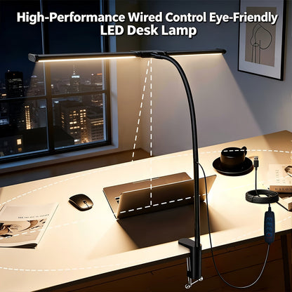 Metal Touch Control LED Desk Lamp – 360° Adjustable Gooseneck Foldable Double Head Anti-Glare USB Powered Eye-Caring Reading Light for Office, Study, Gaming & Home, Monitor Screen Lamp