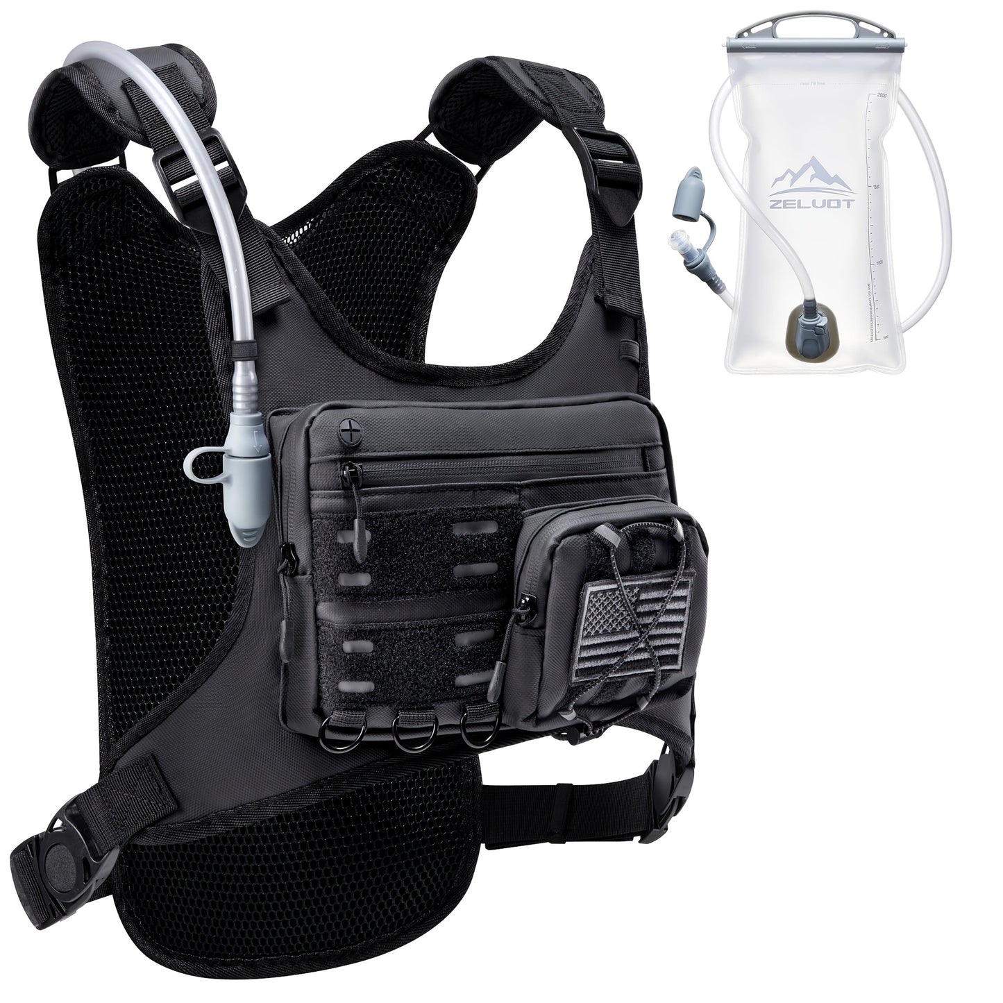 Running Hydration Vest with 3L Water Bladder Lightweight Adjustable Chest Pack Reflective Gear Holder for Men Women Marathon Trail Running Hiking Black Gray Camo Olive