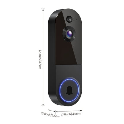 2K Smart Video Doorbell Camera WiFi Wireless 166° Wide Angle AI Human Detection Two-Way Audio Night Vision Cloud Storage Rechargeable Battery – Black & Linen
