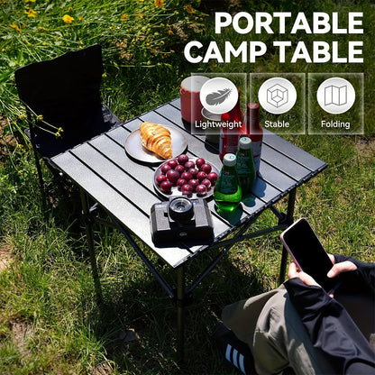 Portable Folding Camping Table Lightweight Collapsible Outdoor Table with Carry Bag Sturdy Legs Large Flat Surface for Picnic BBQ Beach Hiking Tailgating Compact Durable Design Size L and XL