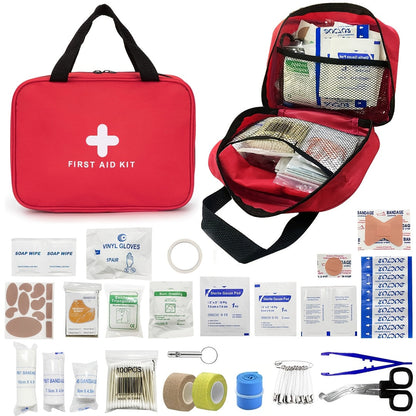 338-Piece First Aid Kit Waterproof Compact Trauma Medical Kit - Emergency Supplies for Home, Office, Car, Travel, Camping, Hiking & Boating, Red