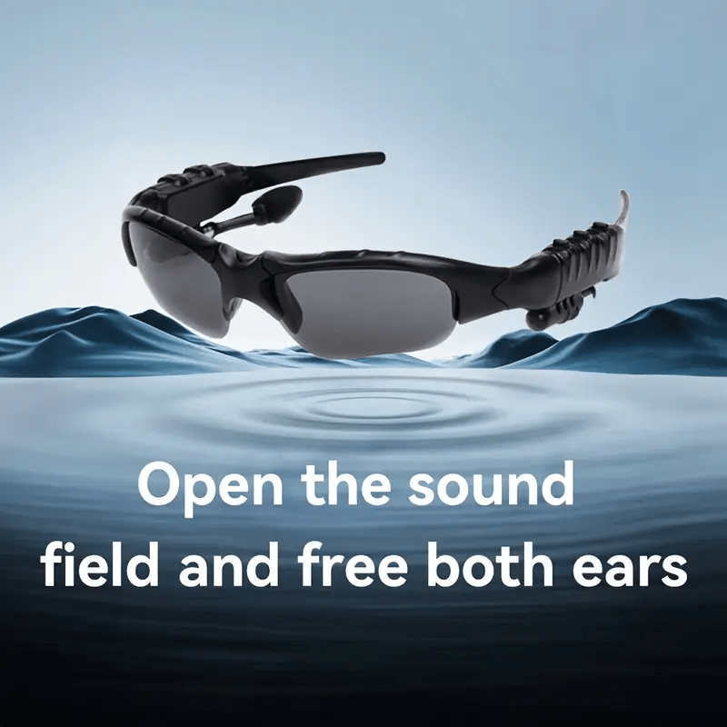 Smart Driving Bluetooth Glasses with Wireless Headphones – Stereo Music Hands-Free Calls Navigation, Noise-Cancelling Microphone, Open Ear Wearable Tech Eyewear for Driving Outdoor Sports Activities