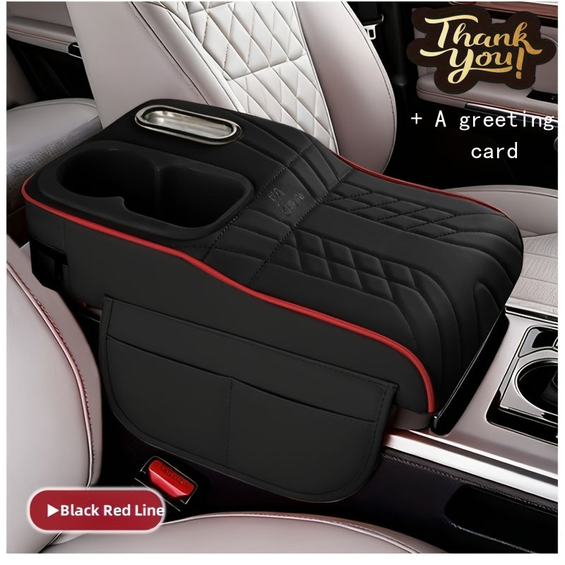 Car Center Console Tray Organizer Raised Design Tissue Box Holder Cup Holder Non-Slip Storage Mat Universal Fit 6 Colors Black Orange Red Brown Beige